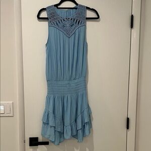 Ramy Brook Light Blue Crochet Mini Dress